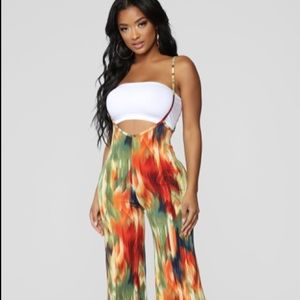 SUSPENDER PANTS JUMPSUIT- multicolor